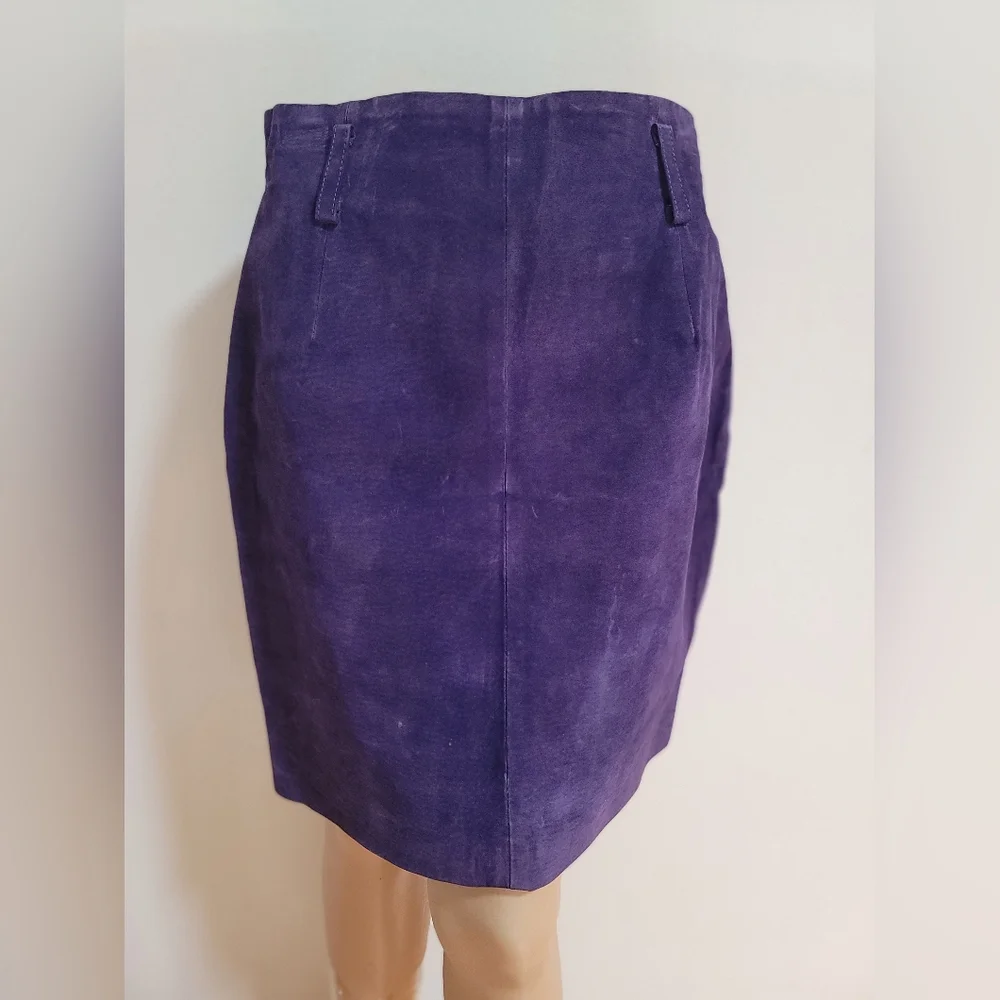 Vintage Express Purple Suede Skirt - Picture 2 of 12